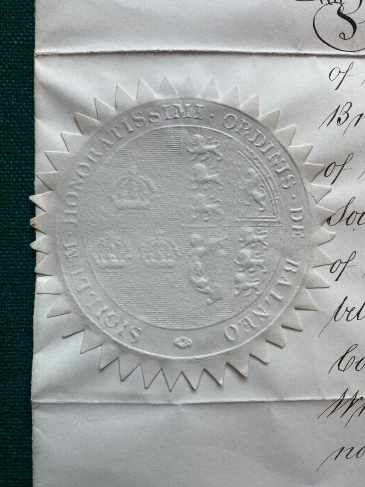 Antique Royal British Signed Order of the Bath Queen Victoria Colonel