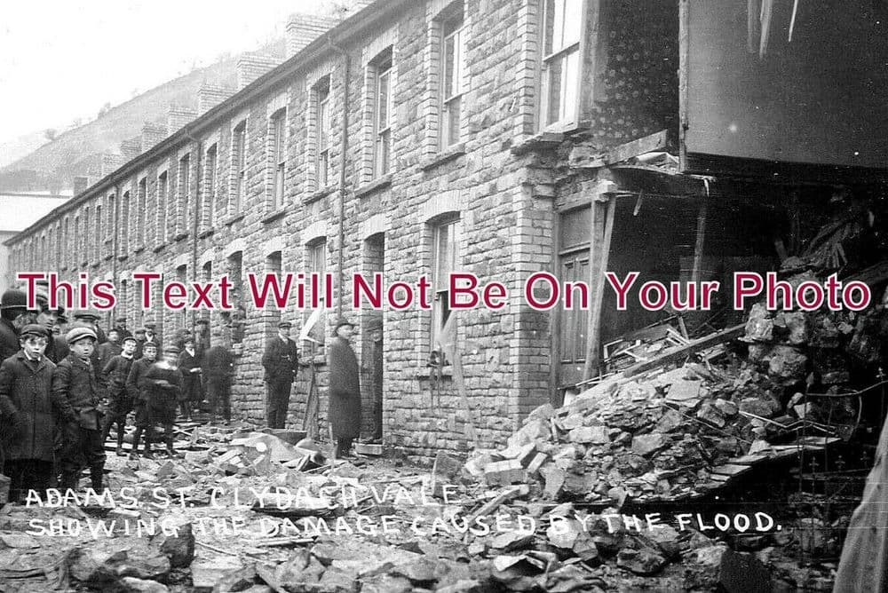 WL 754 Adams Street Clydach Vale Flood Damage Wales 1910