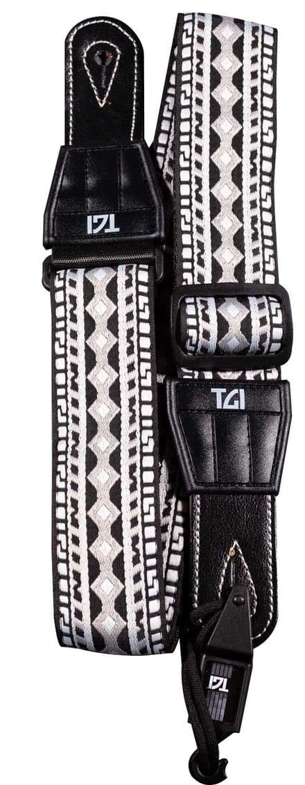 Aztec Stitch Black & White Guitar Strap