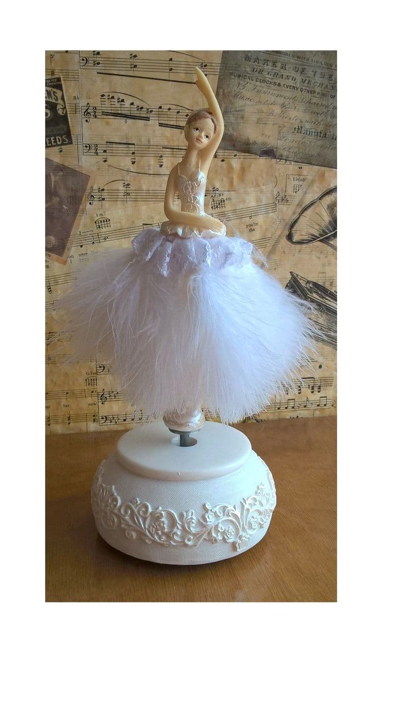 Ballerina figurine dances to the tune Blue Danube