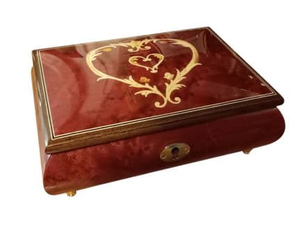Double Heart Rose Red Musical Jewellery Box 46/2H