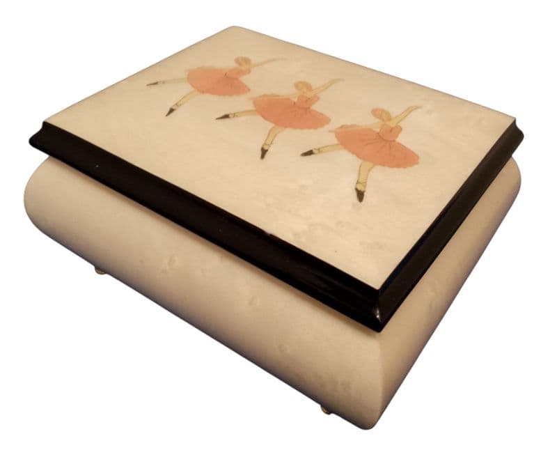 Italian Inlay Musical Trinket Box B95/DC White