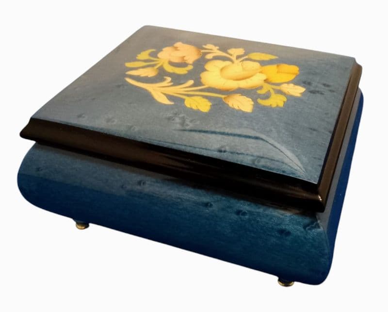 Italian Inlay Musical Trinket Box B95/FC Blue