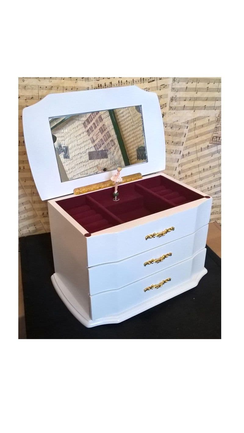 Large White Wooden Ballerina Box 25120