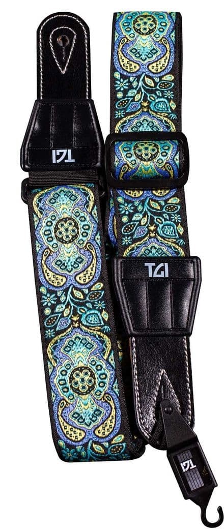 Persian Stitch Purple & Yellow Guitar Strap