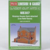 Peco NB307 Low-relief Victorian Semi-Detached House Backs - reduced