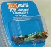 Peco PL30 3mm LEDs & Panel Clips - CLEARANCE