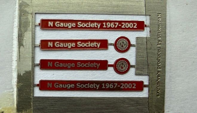 Locomotive nameplates 'N Gauge Society'