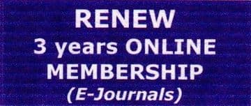 RENEW 3 yrs ONLINE Membership (N.B. JOURNALS in ELECTRONIC format)