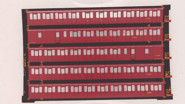 ULTCP104: BR Crimson - 5 coach set (UM/C 902) 5 sides per sheet. 2 sheets making 5 coaches - W41045; M43226 x2; M46068; M48037