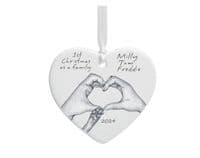 1st Christmas As A Family Tree Decoration – Heart Hands and Dog Paw Design – Ideal Gift