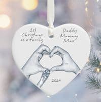 1st Christmas As A Family Tree Decoration – Heart Hands and Dog Paw Design – Ideal Gift