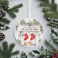 1st Christmas Married Tree Decoration – Christmas Stockings Over The Fireplace Design – Ideal Gift