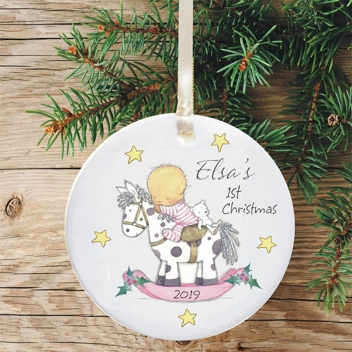 Baby Girl s 1st Christmas Ceramic Xmas Tree Decoration Rocking