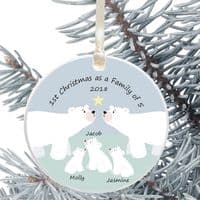 Ceramic Keepsake 1st Christmas as a Family of.... Tree Decoration - Polar Bear Family Design