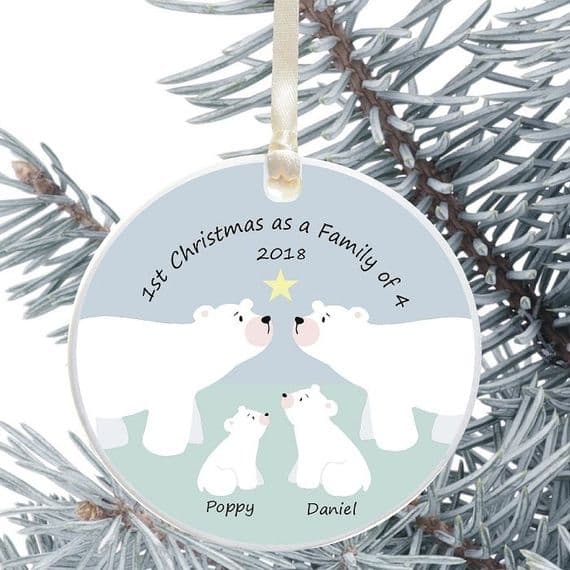 Ceramic Keepsake 1st Christmas as a Family of.... Tree Decoration - Polar Bear Family Design