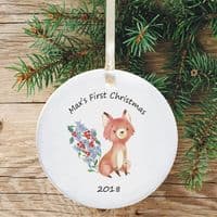 Ceramic Keepsake Baby's 1st Christmas Tree Decoration - Fox Design