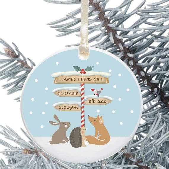 Ceramic Keepsake Newborn Christmas Tree Decoration - Signpost Design