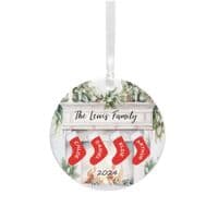 Family Christmas Tree Decoration – Christmas Stockings Over The Fireplace Design – Ideal Gift