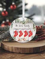 Family Christmas Tree Decoration – Christmas Stockings Over The Fireplace Design – Ideal Gift