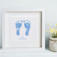 Framed Baby Hand and Foot Print Square Ceramic Tile - Baby Keepsake or Christening Gift
