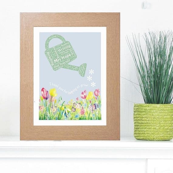 Framed Teacher Garden Word Cloud - Ideal gift or leaving present for a Teacher