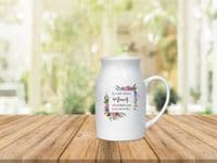 Hydrangea Ceramic Jug Vase Mother's Day Gift Featuring Personalised Message