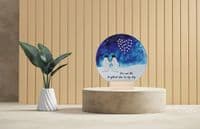 Penguins Under a Heart Constellation Night Sky Circular Glass Tile