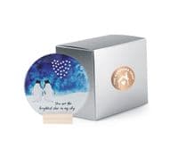Penguins Under a Heart Constellation Night Sky Circular Glass Tile