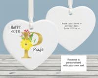 Personalised Initial 40th Birthday Ceramic Ornament Decoration Keepsake