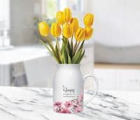 Personalised Pink Floral Ceramic Jug Vase Gift - Ideal Gift for a Special Grandma, Nana, Nanny