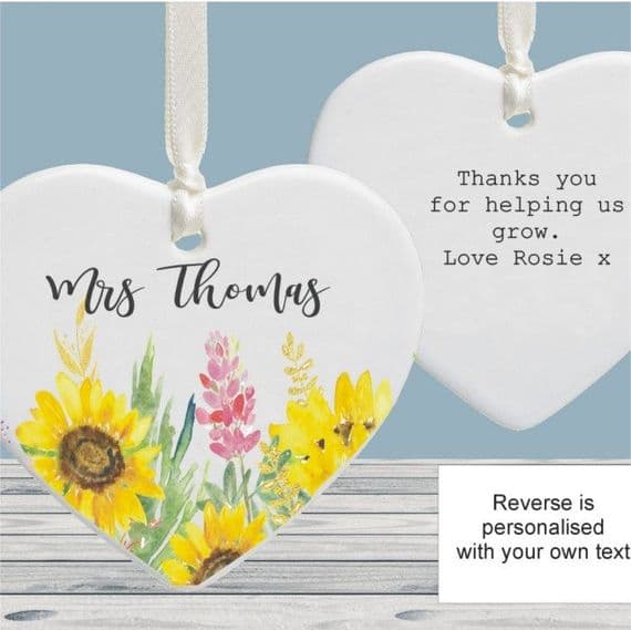 Teacher Sunflower Ceramic Decoration Keepsake Gift - Card Alternative