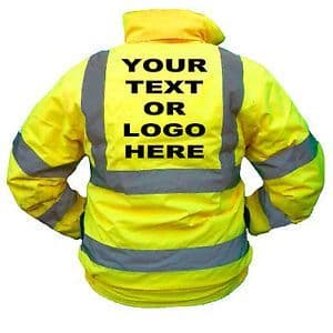 10 Hi visibilityjackets or bombers printed on rear