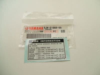 5JW-21668-00 Tyre pressure warning sticker