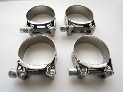 Stainless Steel Exhaust Collector Box Front Clamps  40 - 43mm  X4 CMPEC01
