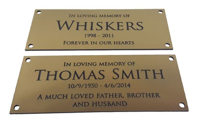 Acrylic Brushed Gold Memorial/Funeral Plaque Choose Your Text - Person or Pet