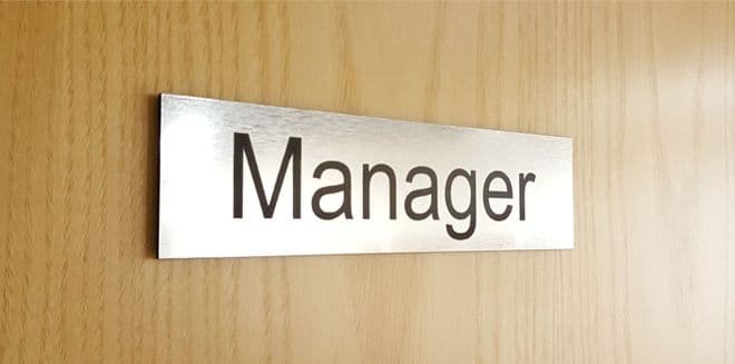 Brushed Steel Acrylic Manager Door Sign - Office Sign