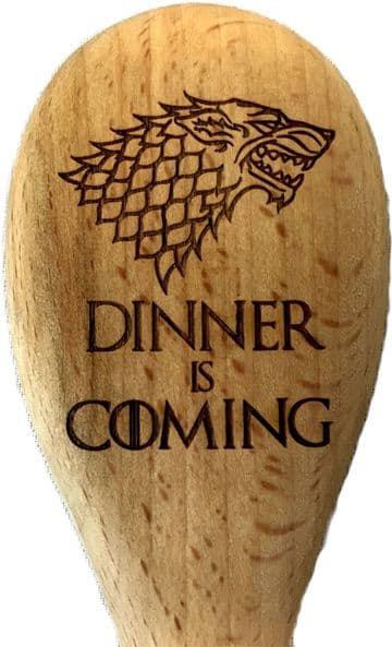 Game of Thrones Inspired House Stark "Dinner is Coming" Wooden Spoon