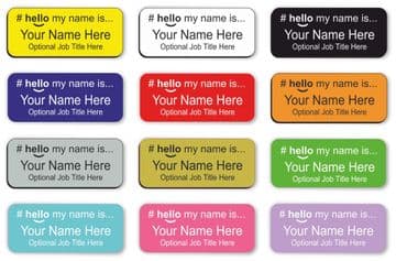 Hello My Name is Identification Badge, Choice of 12 Colours and Text