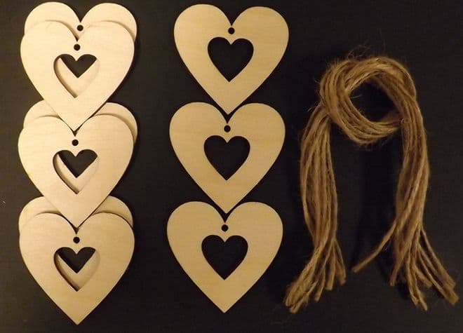 Hollow Heart Gift Tags Xmas Decoration 60mm Pack of 10