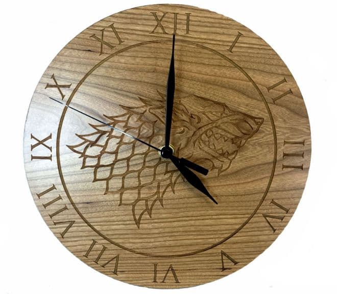 House Stark Cherry Wood Clock
