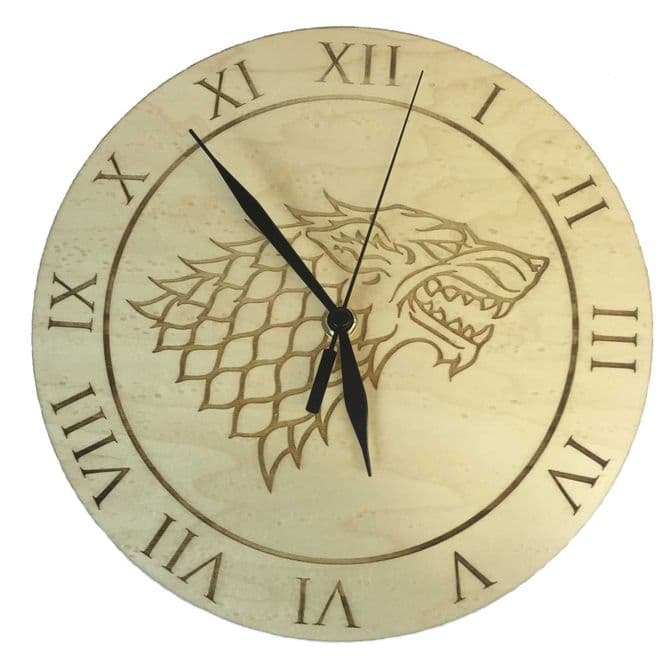 House Stark Maple Clock