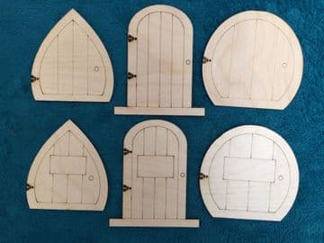 Laser Cut Wooden Fairy Elf Hobbit Doors 6 Kinds - Assorted Pack of 12 Doors