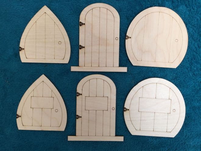 Laser Cut Wooden Fairy Elf Hobbit Doors 6 Kinds - Assorted Pack of 12 Doors