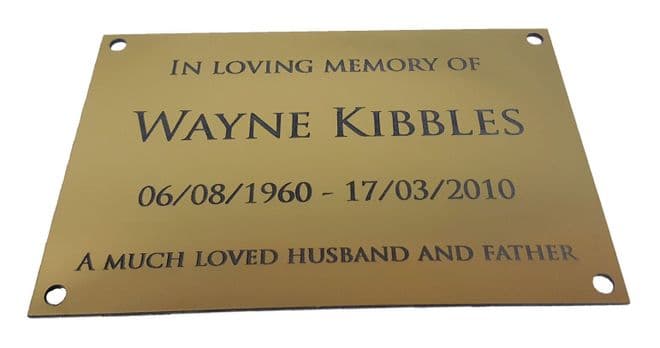 Memorial Plaque - Brushed Gold Metallic Effect Acrylic - Engrave With Your Text