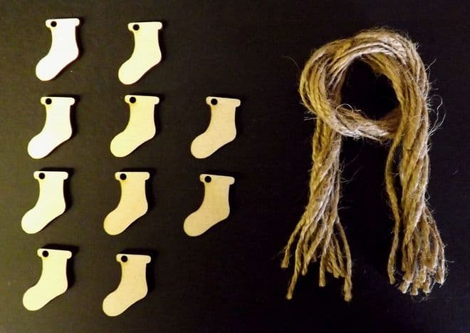 Mini Xmas Stocking Gift Tags Xmas Decoration 30mm Pack of 10