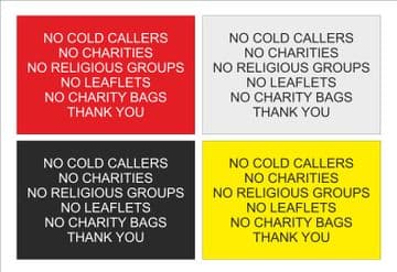 No Cold Callers, No Leaflets etc. Acrylic Sign
