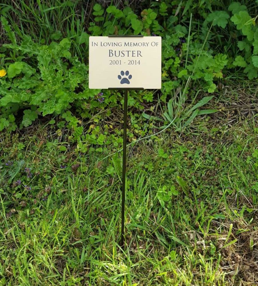 Outdoor Garden Stake Memorial Plaque Choose Your Text Metal Effect