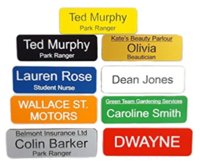 Personalised Acrylic Pack of 10 Name Badges with Pin fixing - Choice of Colour