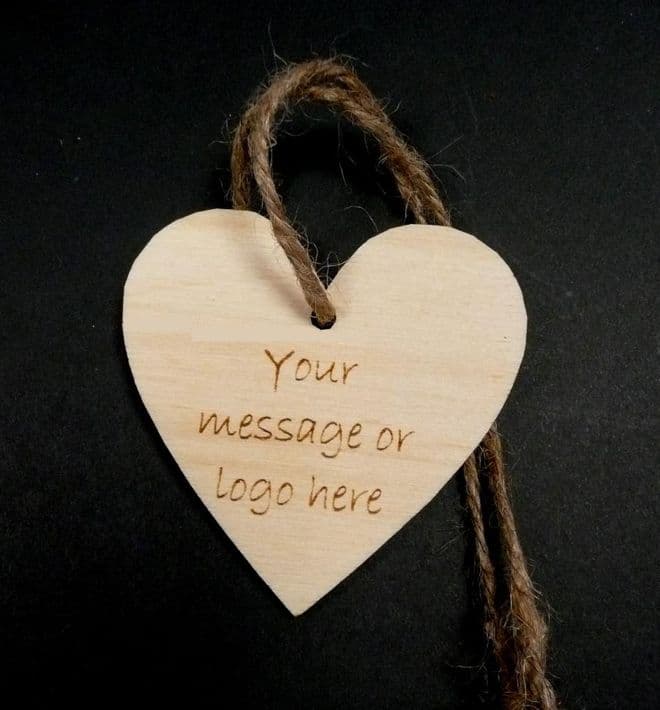 Personalised Heart Gift Tags / Wedding Tags 70mm Pack of 10